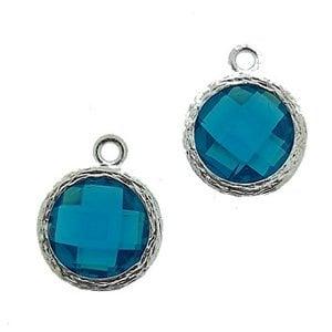 Crystal glas hanger rond 13mm Azuro blue - Silver (Nikkel..., Ophalen of Verzenden, Nieuw, Bedel