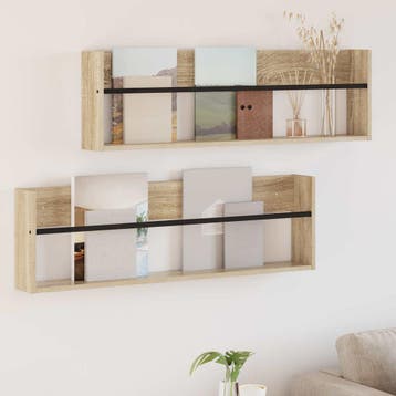 vidaXL Tijdschrift Rek 2 st Sonoma Eiken 100 x 12 x 30 cm, Verzenden, Nieuw