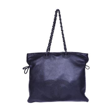 Chanel Strass CC Shopping Tote Zwart Lamsleer, Verzenden, Zo goed als nieuw