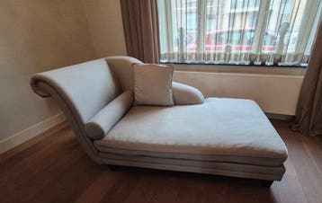 Chaise longue - Linnen, Hout, Antiek en Kunst, Curiosa en Brocante