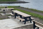 Rockwood® Picknicktafel Rolstoel - Zwaar Kunststof - Sand, Tuin en Terras, Ophalen of Verzenden, Nieuw, Rechthoekig, Hout