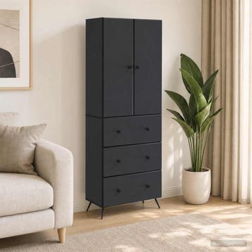 vidaXL Kastenset 2 st 66 x 34,5 x 90 cm Bewerkt hout Zwart, Verzenden, Nieuw