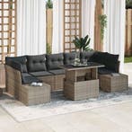 vidaXL Tuin Sofa Set 8 pcs Grijs Poly Rattan en Poedergecoat, Verzenden, Nieuw, Rotan