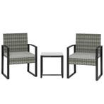 Rieten Bistroset, 3-delige Tuinmeubelset Met 2 Tuinstoelen,, Tuin en Terras, Parasols, Verzenden, Nieuw