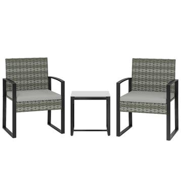 Rieten Bistroset, 3-delige Tuinmeubelset Met 2 Tuinstoelen,, Tuin en Terras, Parasols, Verzenden, Nieuw