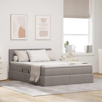 vidaXL Opbergbed met matras met hoofdeinde Taupe 140 x 200, Verzenden, Nieuw