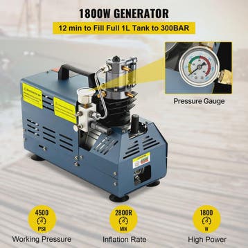 Krachtige Hogedruk Luchtcompressor Pomp 1800W - 4500PSI/300B, Verzenden, Nieuw
