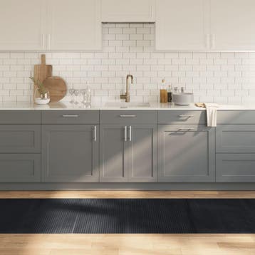 vidaXL Vloerkleed rechthoekig 80x300 cm bamboe zwart, Verzenden, Nieuw, Zwart