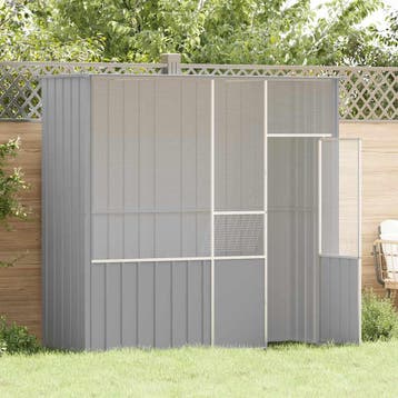 vidaXL Vogelkooi 215x78x200 cm gegalvaniseerd staal grijs, Dieren en Toebehoren, Verzenden, Nieuw
