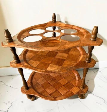 Serveerwagen - Scandinavische vintage etagère - Hout