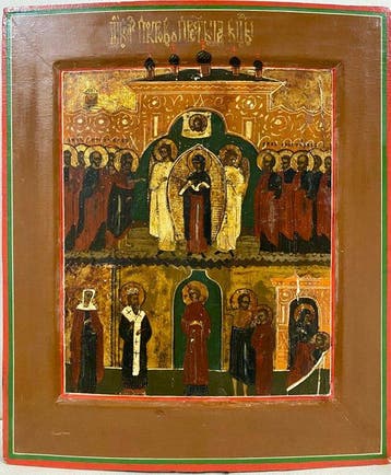 Icoon - Pokrov van de Moeder Gods - Hout