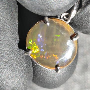 Zilveren S925 hanger met onbehandelde zwarte opaal Sieraden