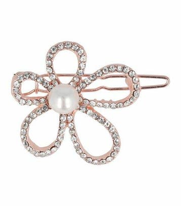 Haarspeld Haarclip 3,5cm - Bloem - Parel Strass Steentjes -, Nieuw