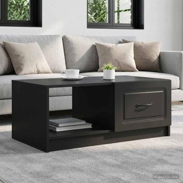 vidaXL Salontafel Zwart 90 x 50 x 37 cm Bewerkt hout, Verzenden, Nieuw, Overige houtsoorten, 50 tot 100 cm