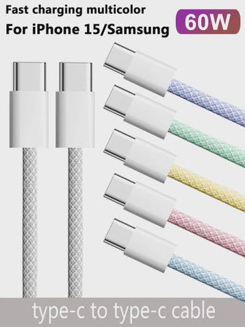 USB-C naar USB-C Kabel - 60W PD Snelladen - Gevlochten Desig, Verzenden, Nieuw