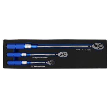 Set 3 Torque Wrenches 1/4 3/8 1/2 Ratchet 5-220Nm Aluminium, Auto diversen, Verzenden, Nieuw