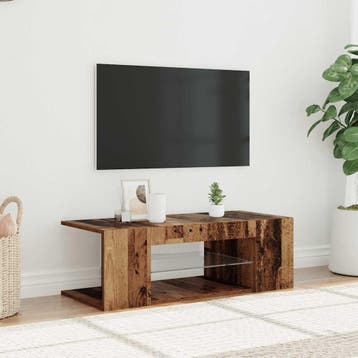 vidaXL Tv-meubel met LED 90x39x30 cm bewerkt hout oud hout, Verzenden, Nieuw, Overige houtsoorten