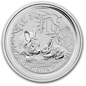 Lunar II - Year of the Rabbit - 2 oz 2011 (99.494 oplage), Postzegels en Munten, Munten | Oceanië, Verzenden, Losse munt, Zilver