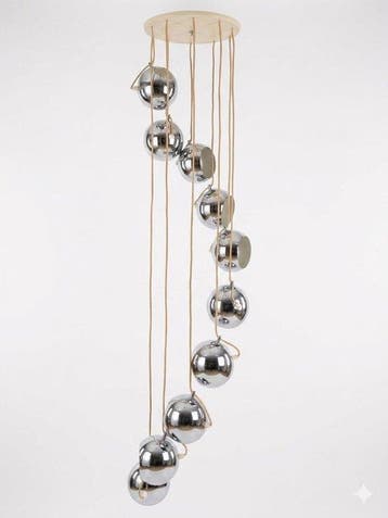 Cluster plafondlamp - Chroom, Metaal, Glas, Plastic