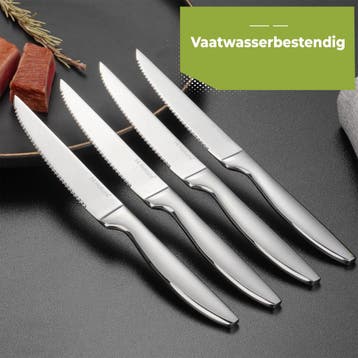 HI NATURE™ Steakmessen 4 Stuks RVS | Vleesmessen, Messenset,, Ophalen of Verzenden, Nieuw