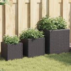 vidaXL Plantenbakken 3 st poly rattan zwart, Tuin en Terras, Verzenden, Nieuw