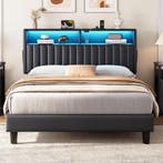 Bedframe met lattenbodem - 90x200 cm - Metaal - Zwart - Rola, Huis en Inrichting, Slaapkamer | Bedden, Verzenden, Zo goed als nieuw