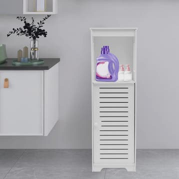 Witte Badkamer Opbergkast met Deur en Plank - PVC Toiletmeub, Verzenden, Nieuw