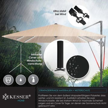 Zweefparasol - Tuinparasol - Parasol 300 cm - Met voet - Met, Tuin en Terras, Parasols, Verzenden, Zo goed als nieuw