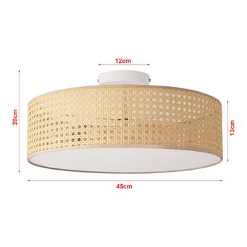 Design plafondlamp Ascot 3xE27 wit en rotan look lux.pro, Huis en Inrichting, Lampen | Plafondlampen, Verzenden, Nieuw
