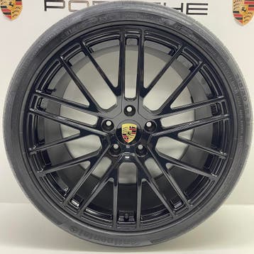 Porsche Panamera (971) ORIGINELE 21 Turbo V zwart met banden, Ophalen, Gebruikt, Banden en Velgen, 21 inch