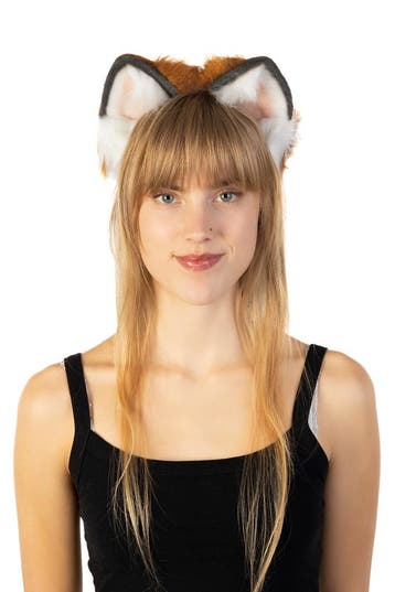 KIMU® Haarband Furry Oortjes Zwart Bruin Wit Kat Poes Vos Di, Ophalen of Verzenden, Nieuw, Carnaval, Accessoires