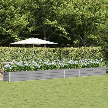 vidaXL Plantenbak Lichtgrijs 600 x 80 x 45 cm Staal, Tuin en Terras, Bloembakken en Plantenbakken, Verzenden, Nieuw, Metaal, 60 tot 100 cm