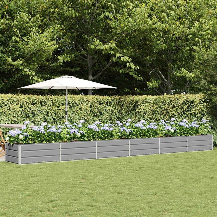 vidaXL Plantenbak Lichtgrijs 600 x 80 x 45 cm Staal, Tuin en Terras, Bloembakken en Plantenbakken, 60 tot 100 cm, Nieuw, Metaal