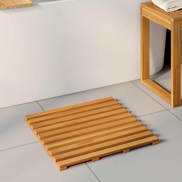 vidaXL Badmat Effen Bruin 50 x 48 x 2,5 cm Massief, Verzenden, Nieuw, Bruin