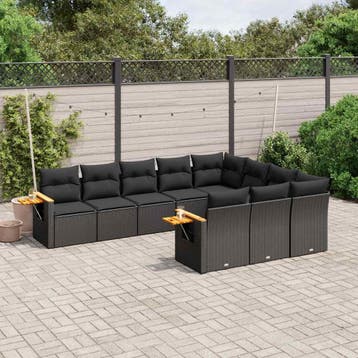 vidaXL Patio Sofa Set 10-zits Black, Verzenden, Nieuw