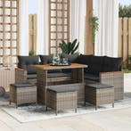 vidaXL Tuin Sofa Set met kussen met opslag Grijs Poly riet, Verzenden, Nieuw, Rotan, Meer dan 8 zitplaatsen