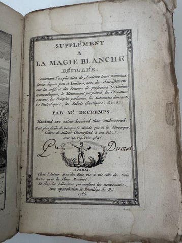 Signed; Decremps (Henri). - Supplément à la Magie blanche