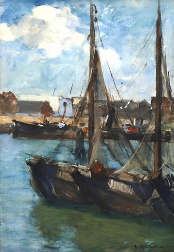 Floris Arntzenius (1864-1925), Schepen in haven Scheveningen