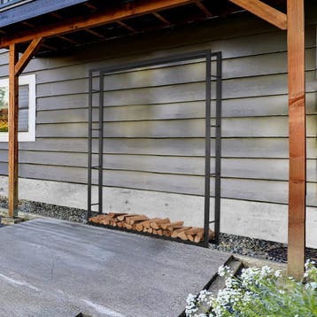Houtopslag | Brandhoutrek | Houtrek | 148x25x196cm | Staal, Tuin en Terras, Haardhout, Verzenden
