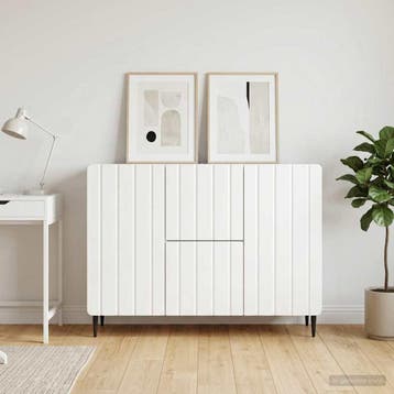 vidaXL Dressoir met lade Hoogglans Wit 89 x 34,5 x 62 cm, Verzenden, Nieuw, Overige houtsoorten, Minder dan 50 cm