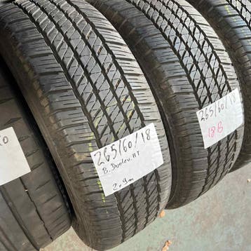 4 x Bridgestone Dueler HT 265-60-18 Zomerbanden 9mm, 18 inch, Gebruikt, 265 mm, Ophalen of Verzenden