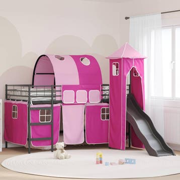 vidaXL Stapelbed voor kinderen Effen Zwart en Roze 80 x 200, Verzenden, Nieuw, Zwart, Metaal