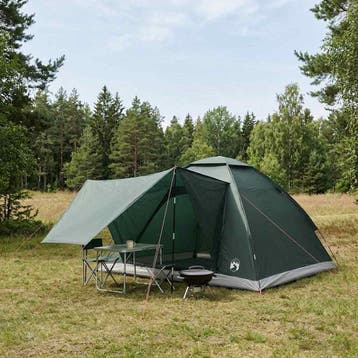 vidaXL Kamperen tent 4-persoons Legergroen Polyester en, Verzenden, Nieuw, Tot en met 2