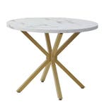Nordic Ronde Tafel – Houten Salontafel met Marmeren Look, Huis en Inrichting, Tafels | Eettafels, 50 tot 100 cm, 100 tot 150 cm