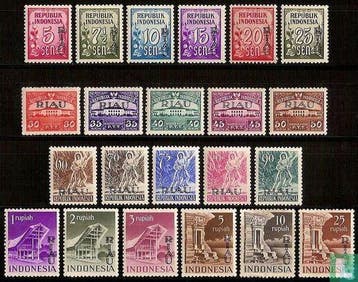 Indonesië - Riau - Opdrukken - 1954, Verzenden, Postfris
