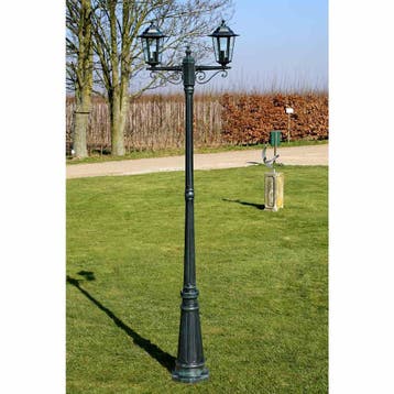 vidaXL Tuinlantaarn Preston 2-arms 215 cm donkergroen, Verzenden, Nieuw, Aluminium, Staande lamp