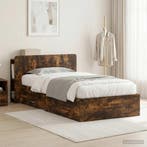 vidaXL Bedframe met opslag Gerookt eiken 80 x 200 cm Bewerkt, Verzenden, Nieuw, Bruin, Hout
