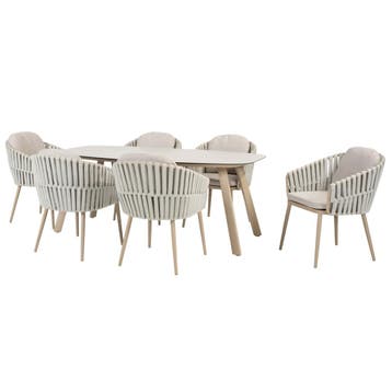 Manolo Eva dining tuinset 180x95xH75 cm 7 delig keramiek, Tuin en Terras, Tuinsets en Loungesets, Ophalen of Verzenden, Nieuw
