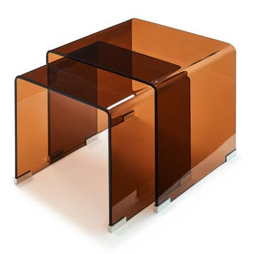 Bijzettafel Kariengem set van 2 bruin [en.casa], Verzenden, Nieuw