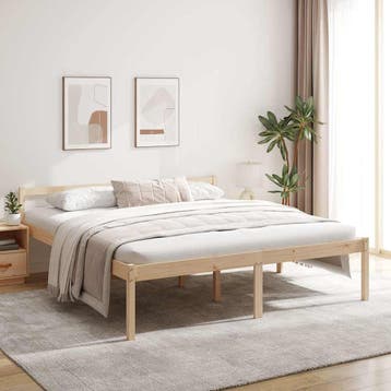 vidaXL Seniorenbed massief grenenhout 200x200 cm, Huis en Inrichting, Bruin, Verzenden, Overige maten, 200 cm